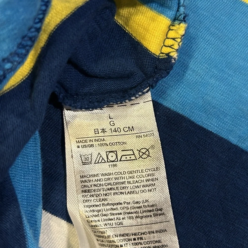 GAP Youth Blue Striped Short Sleeve Crewneck Cotton T-Shirt Size‎ Large